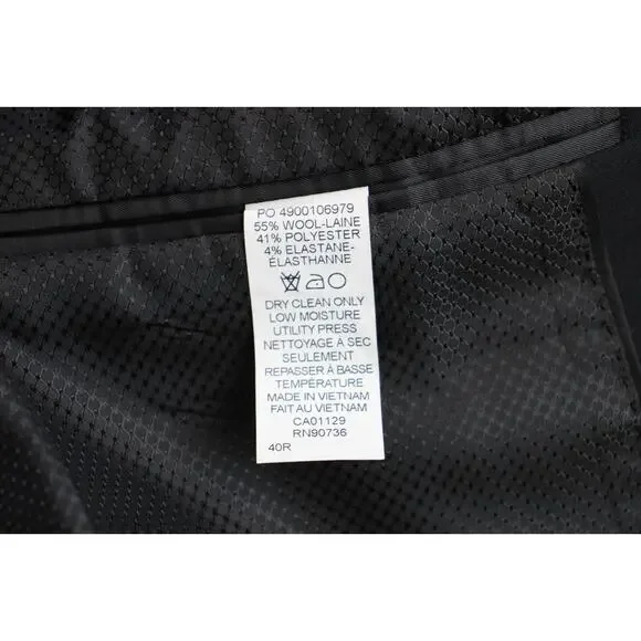 Calvin Klein Blazer Mens 40R Black Single Breasted Notch Lapel Suit Jacket - Picture 4 of 9